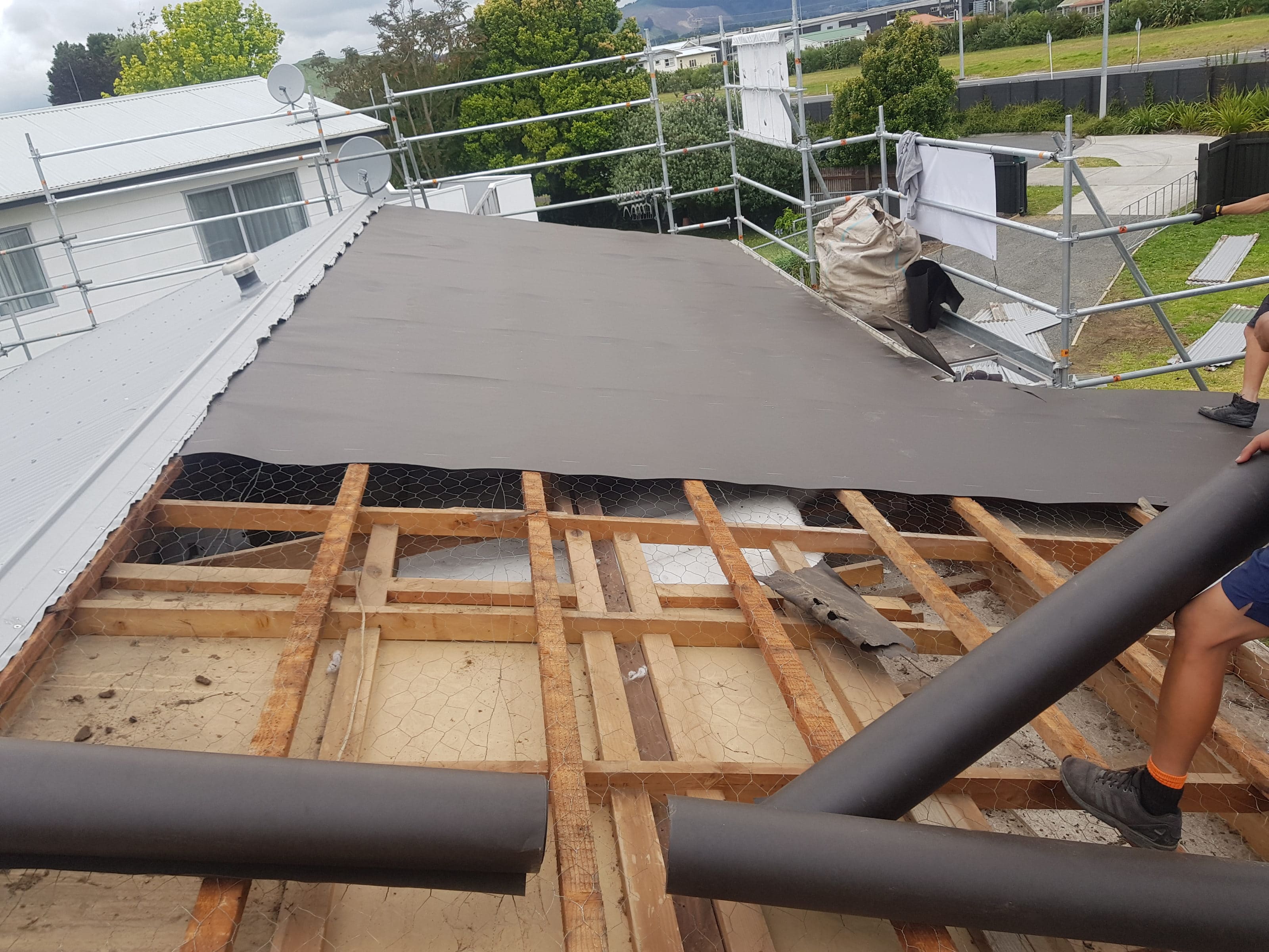 Residential re-roofing project in progress