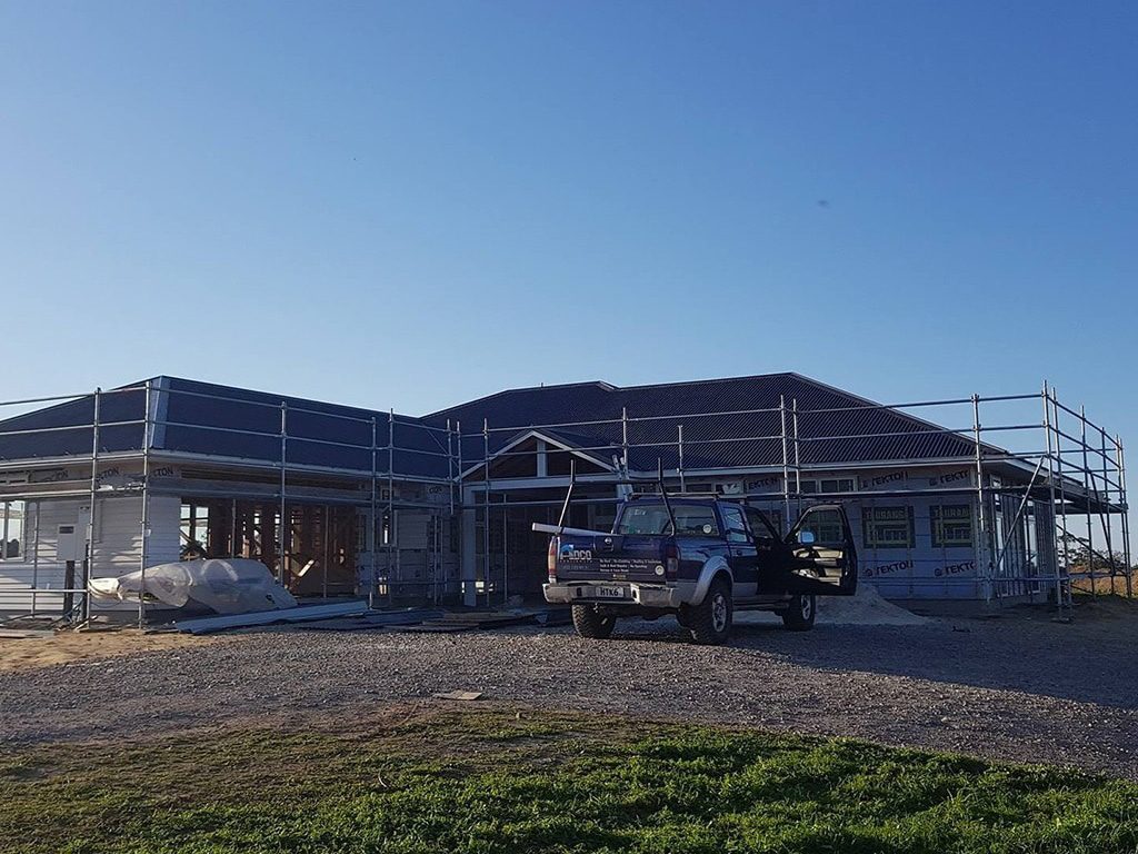 New roof build with timber framing and metal guttering